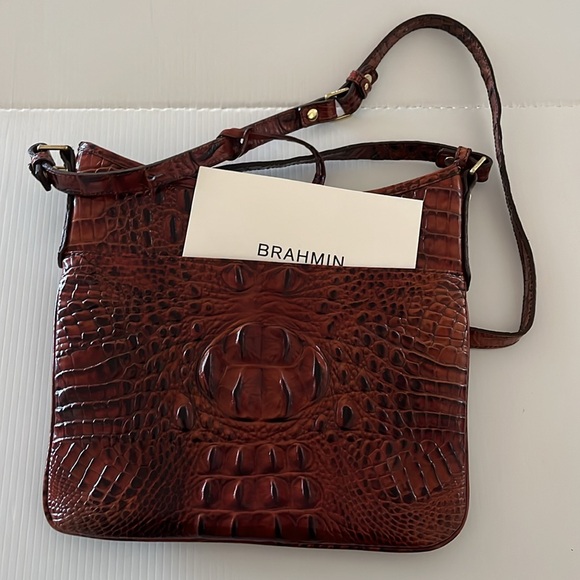 NWT Brahmin Jody Pecan Melbourne Croc-Embossed Leather Crossbody - Picture 3 of 16
